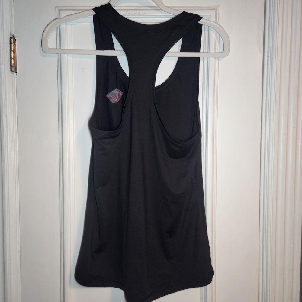 Vuori Black Tank Top with Pink Symbol Size Medium EUC - Picture 2 of 5